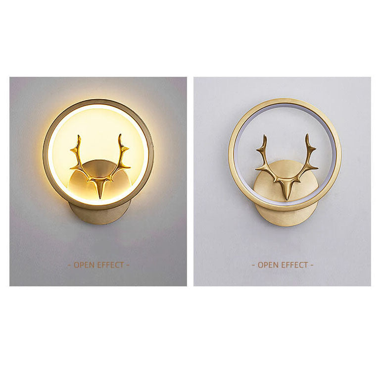 Minimalist 1-Light Deer Horn LED Sconce Lamp