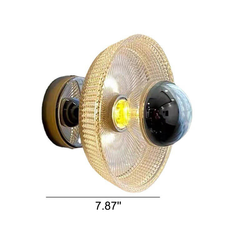 Modern Mid-Century Round Iron Glass 1-Light Wall Sconce Lamp For Living Room