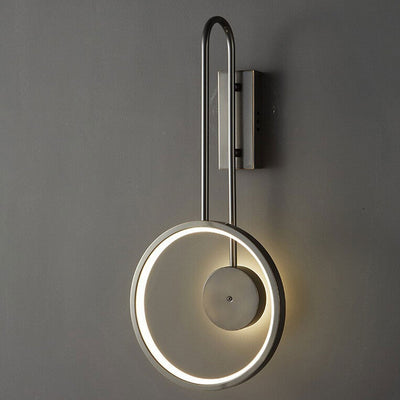 Light Luxury Full Copper Circle Curved Arm LED Wall Sconce Lamp