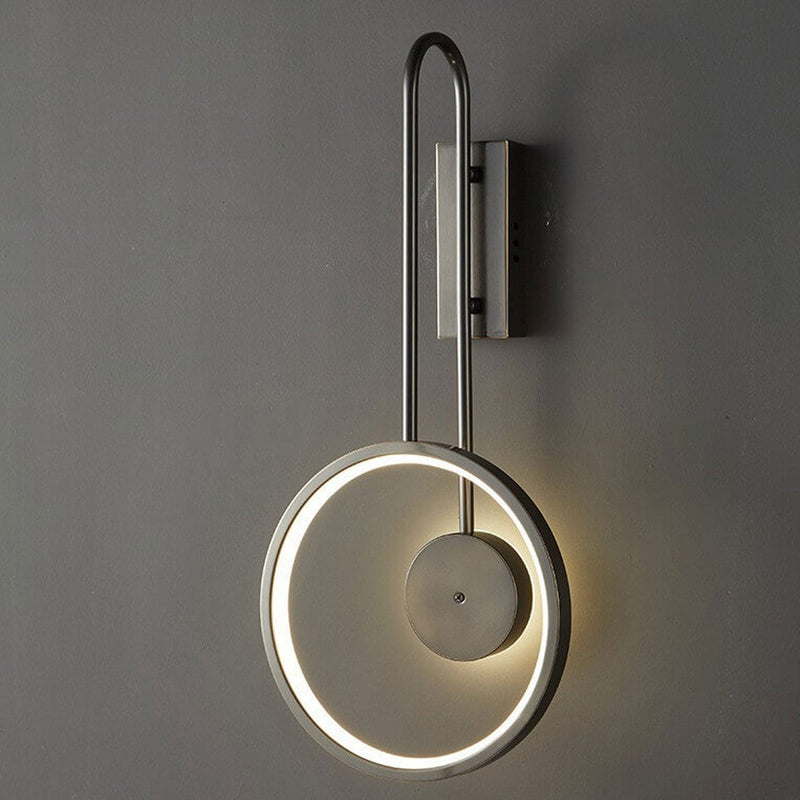 Light Luxury Full Copper Circle Curved Arm LED Wall Sconce Lamp