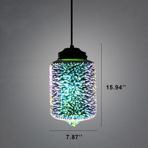 Modern Creative 3D Stained Fireworks Glass Jar 1-Light Pendant Light