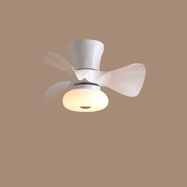 Moderne nordische Macaron LED-Deckenventilatorleuchte aus ABS und Metall zur halbbündigen Montage für das Wohnzimmer 