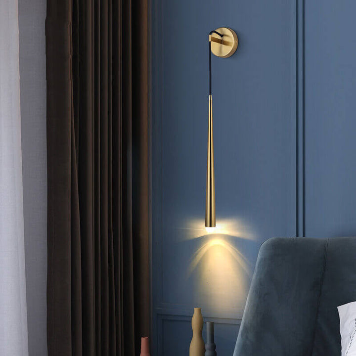 Lámpara Aplique de Pared de Lujo Minimalista de Una Luz en Tira Larga de Oro 