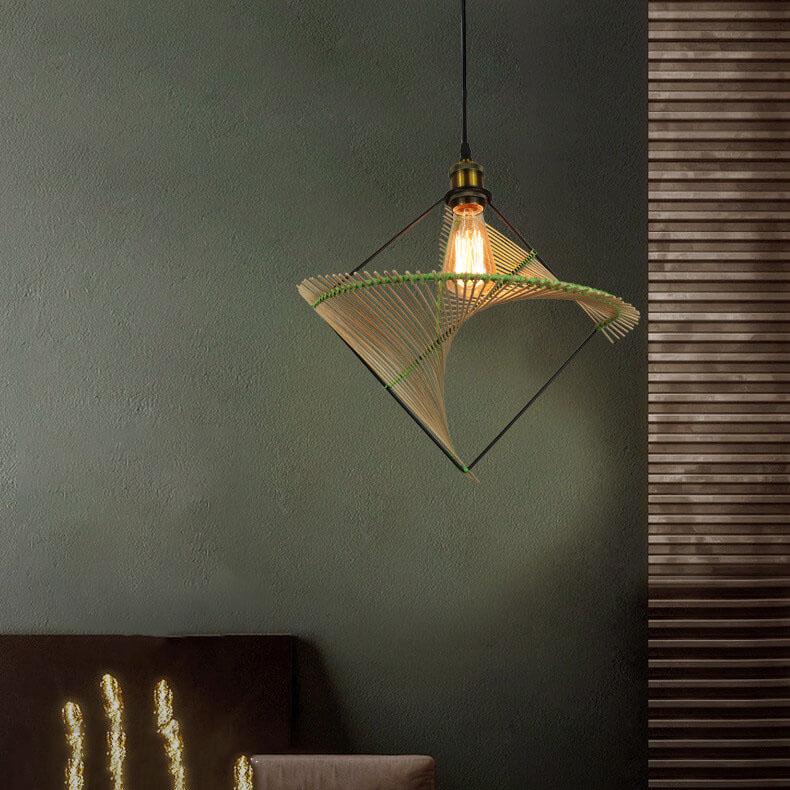 Creative Twisted Rattan Weaving 1-Light Pendant Light