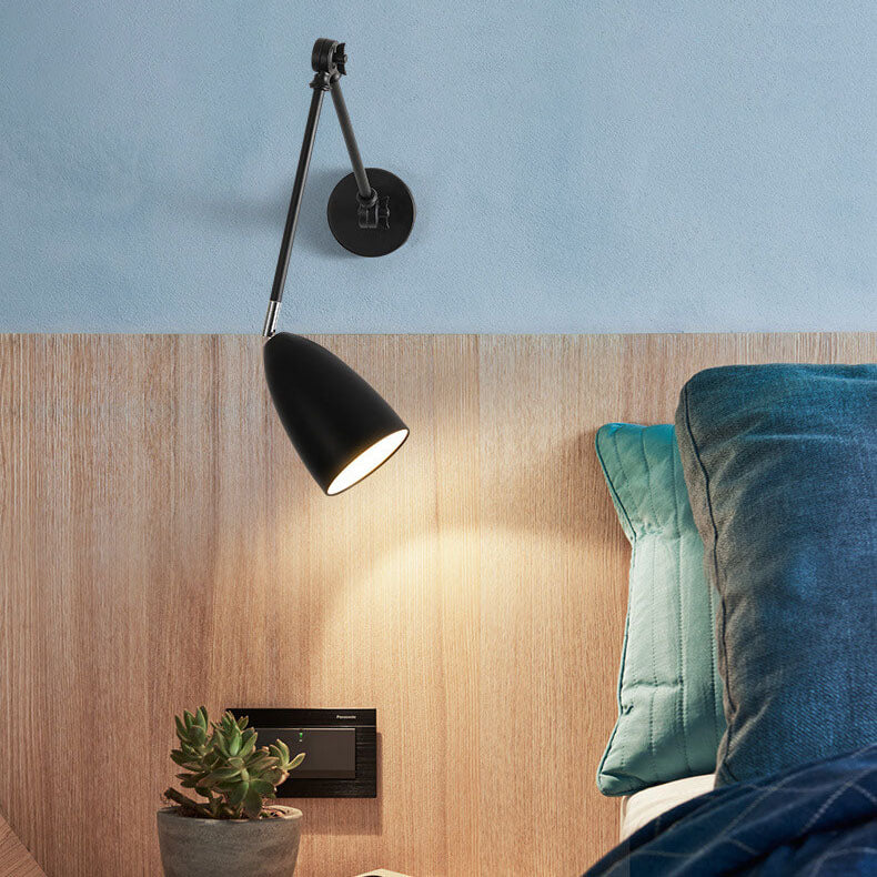 Lampe murale à bras oscillant industriel rétro rotatif rétractable en fer à 1 lumière 