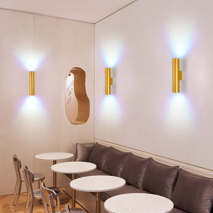Modern Minimalist Round Aluminum Cylindrical 2-Light Wall Sconce Lamp For Bedroom