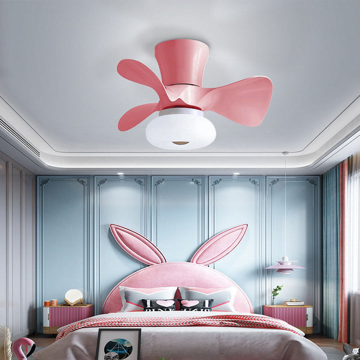 Moderne nordische Macaron LED-Deckenventilatorleuchte aus ABS und Metall zur halbbündigen Montage für das Wohnzimmer 