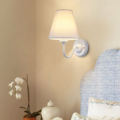 Modern Fabric Bell Shade Bend Arm 1-Light Wall Sconce Lamp