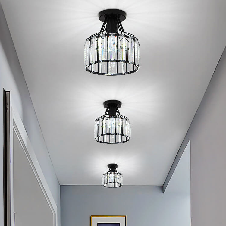 Modern Crystal Dome 1-Light Semi-Flush Mount Ceiling Light