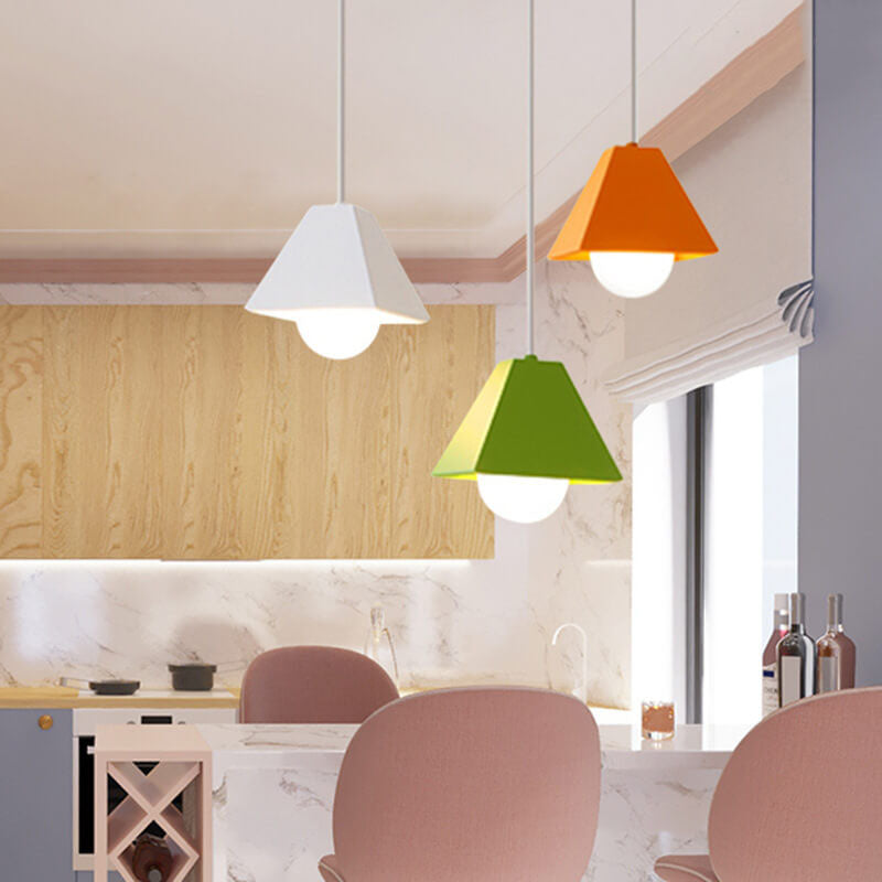 Einfachheit Macaron-Stil Trapez Metall 1-Licht Mini Pendelleuchte 
