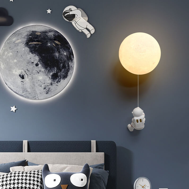 Creative Moon Astronaut 1-Light LED Wall Sconce Lamp