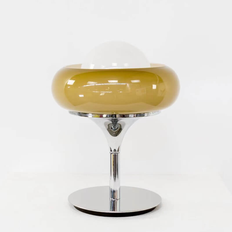 Vintage Glass Egg Tart Iron Base 1-Light Table Lamp