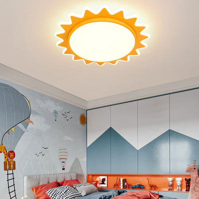 Creative Cartoon Sun Shaped LED Flush Mount Ceiling Light