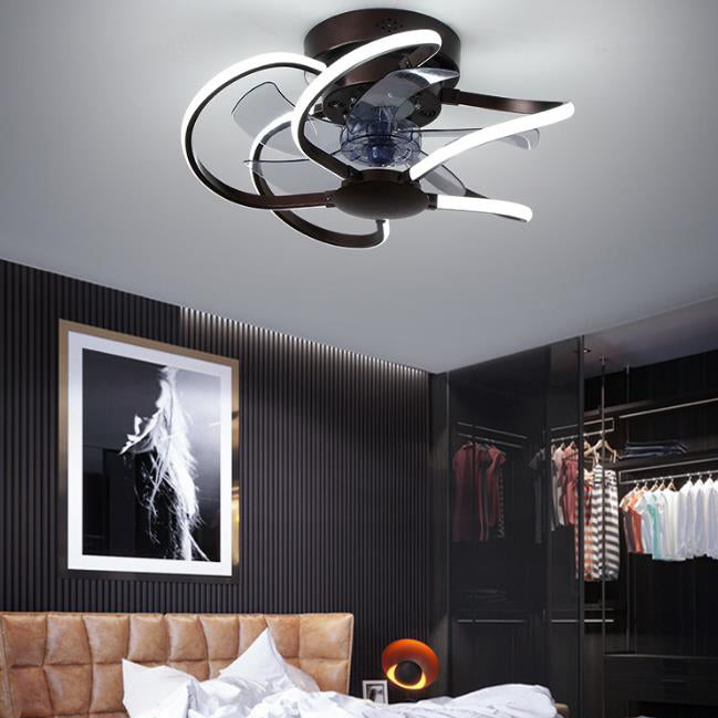 Moderner kreativer Käfig LED-Deckenventilator mit halb bündiger Montage 