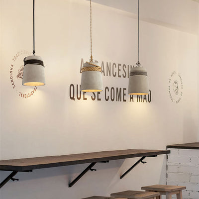 Industrial Cement Column Rope Wire 1-Light Pendant Light