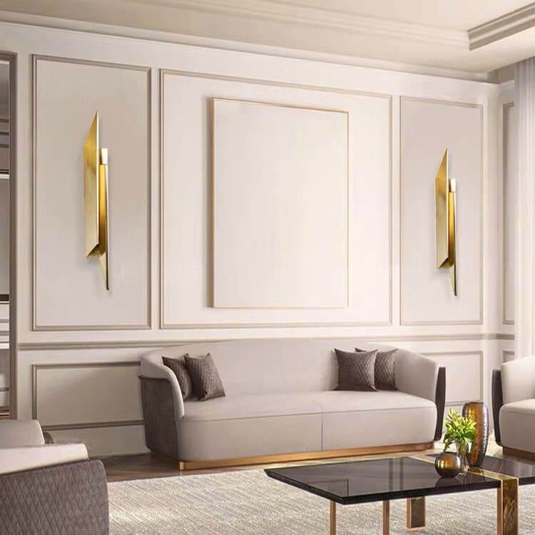 Modern Minimalist Golden Geometric 1-Light Wall Sconce Lamp