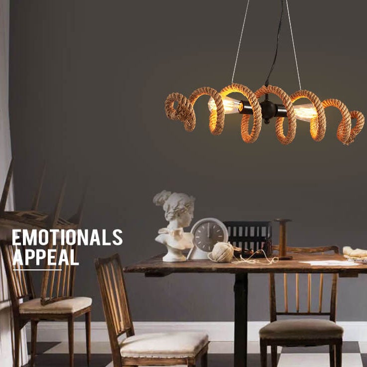 Vintage Weaving Rope Spiral Wave  2-Light Chandelier