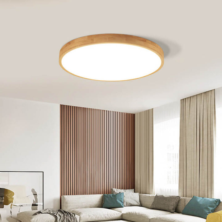 Nordic Massivholz Runde Ultra-Dünne LED Deckenleuchte 