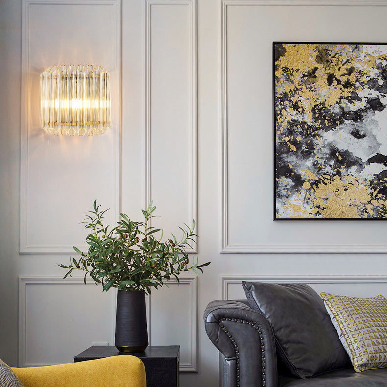 Moderne Glasquadrat-Säule 1-Licht Luxus Wandleuchte Lampe 