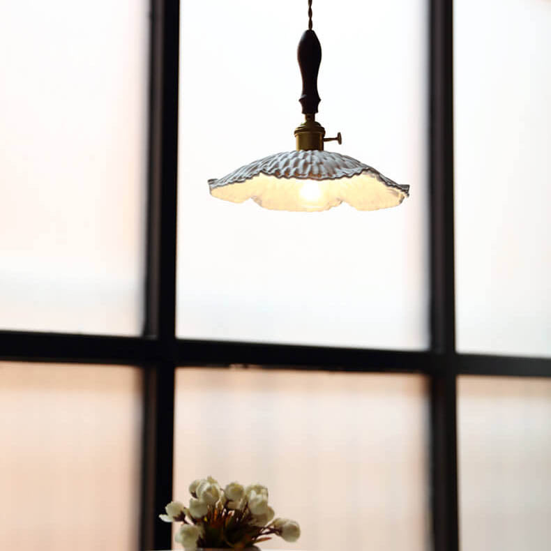 Vintage Ceramic Petal 1-Light Pendant Light