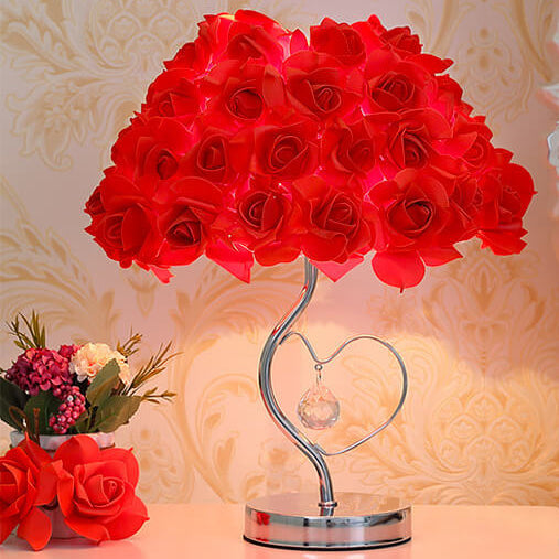 European Romantic Rose 1-Light Decorative Table Lamp