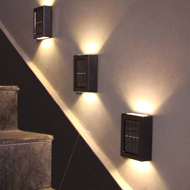 Applique murale de jardin étanche à LED avec éclairage solaire vers le haut et vers le bas 