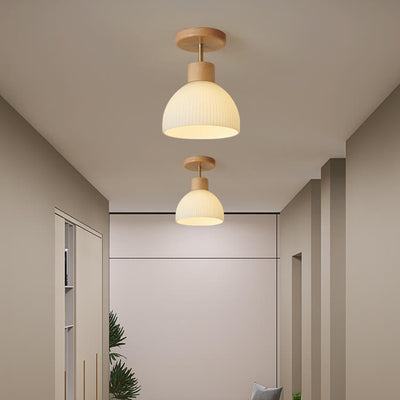 Nordic Glass Half Round 1-Light Semi-Flush Mount Ceiling Light