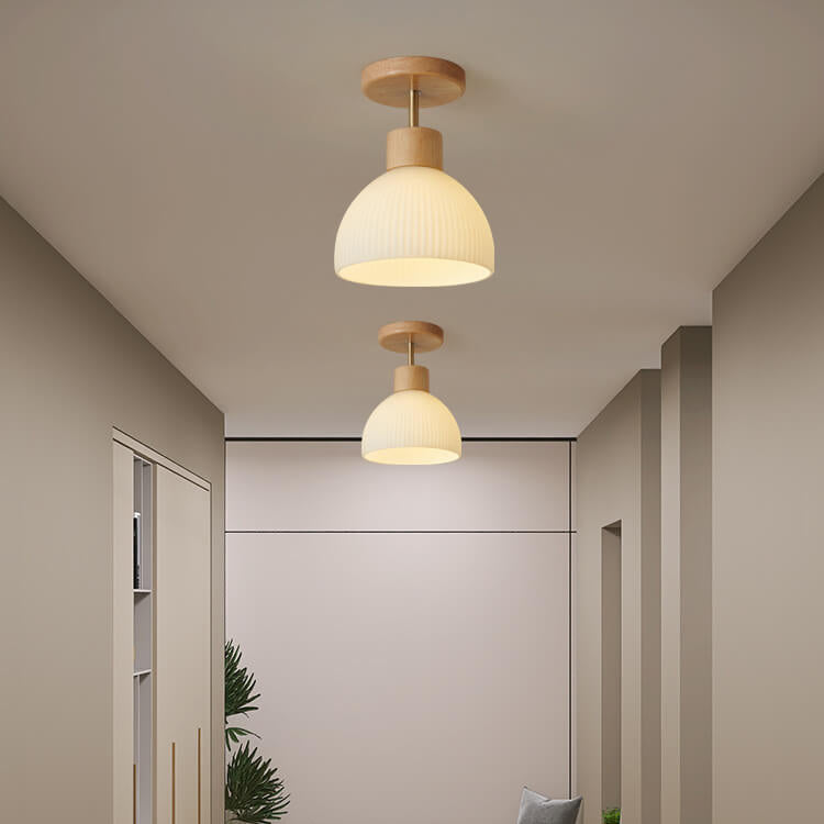 Nordic Glass Half Round 1-Light Semi-Flush Mount Ceiling Light