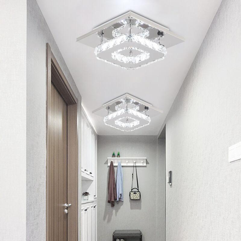 Minimalist Crystal Square LED Flush Mount Ceiling Light