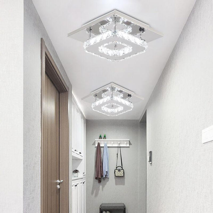 Minimalist Crystal Square LED Flush Mount Ceiling Light