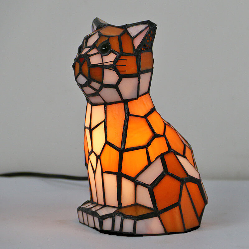 Tiffany Creative Katzen/Hunde Buntglas 1-Licht Nachtlicht Tischlampe 