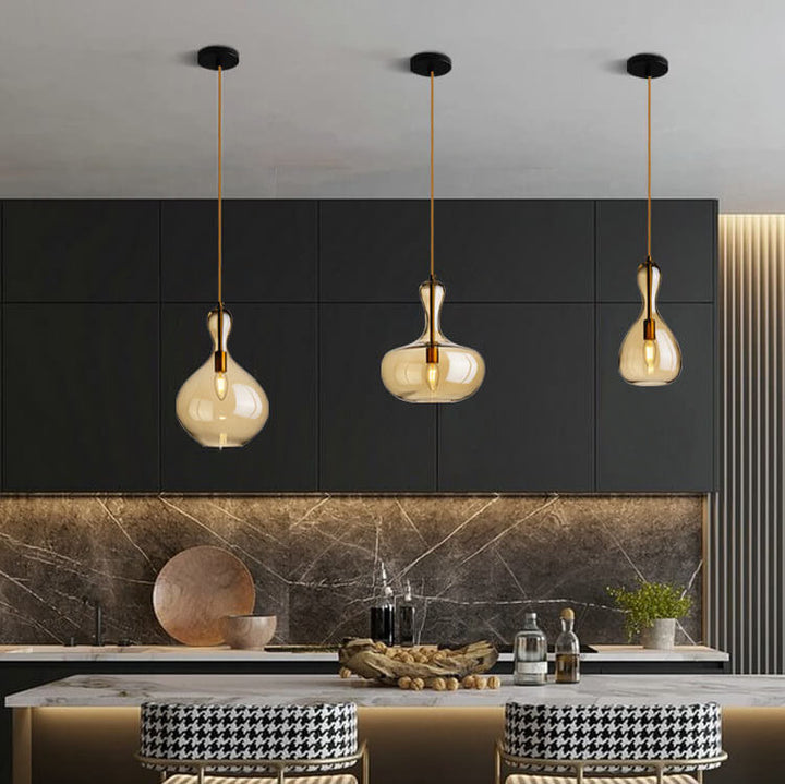 Moderne minimalistische geometrische Bernsteinflasche 1-Licht Pendelleuchte 