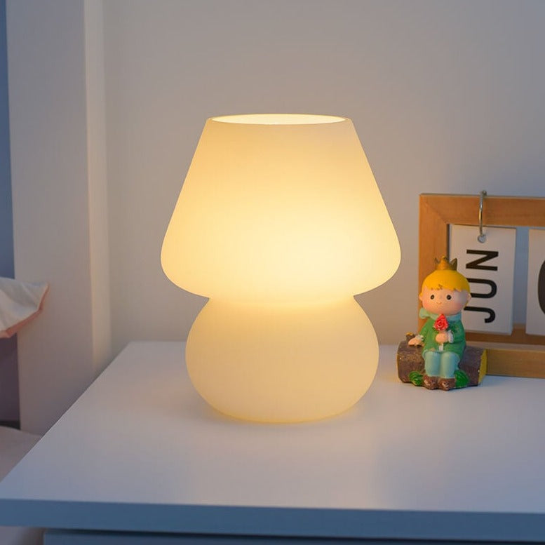 Lampe de Table de Nuit à LED 1 Lumière Champignon en Verre Créatif Rétro 