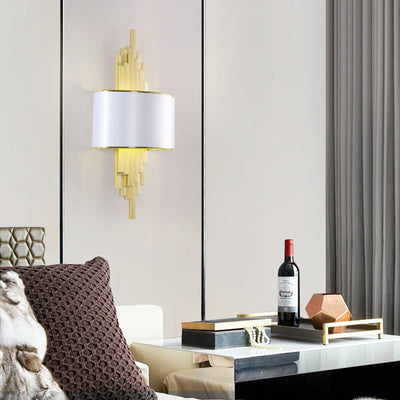 Modern Fabric Hardware Column 2-Light  Wall Sconce Lamp