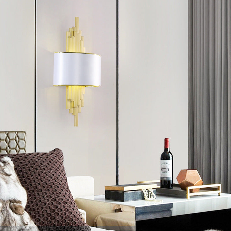 Modern Fabric Hardware Column 2-Light  Wall Sconce Lamp