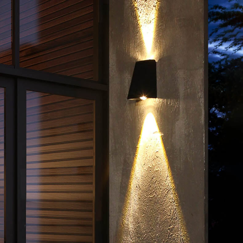 Simple Solar Trapezoid Outdoor Waterproof Up and Down Lights LED Wall Sconce Lamp