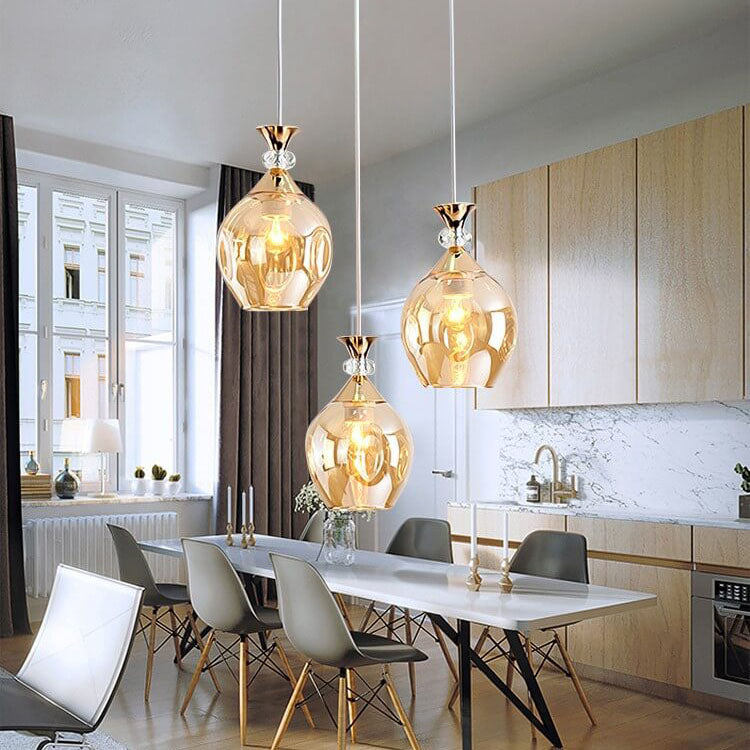 Nordic Gradient Glass Orb 1/3 Light Island Light Chandelier