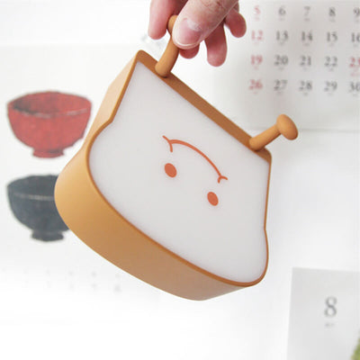 Cute Toast Bread Night Light USB Pat  Timer Bedside Bed Lamp