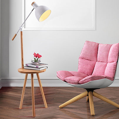 Industrielle Eisen-Schattierung Holzregal 1-Licht Stehlampe 