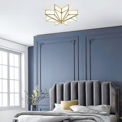 Modern Luxury Brass Pentagram 4-Light Flush Mount Ceiling Light