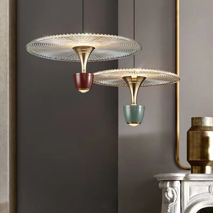 Moderne Luxus-Disc-Elektroplattierte Aluminium-LED-Pendelleuchte 
