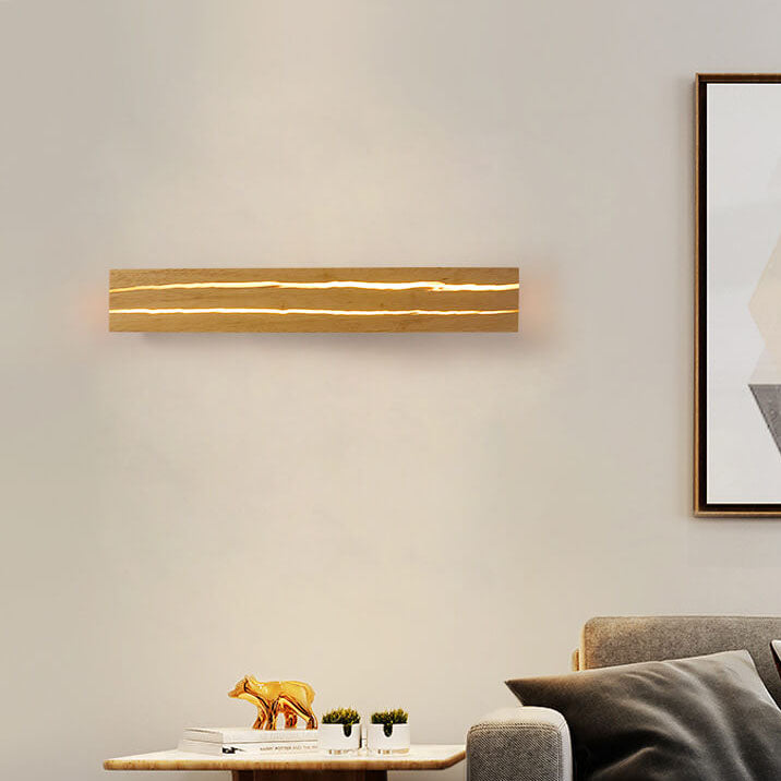 Lámpara Aplique de Pared LED Rectangular de Madera Craquelada Creativa Moderna 