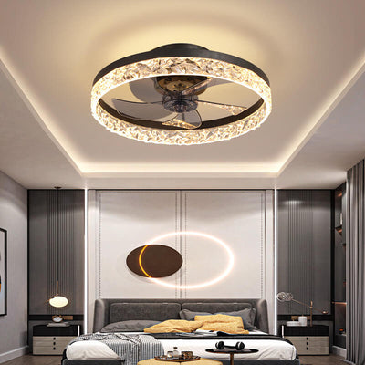 Modern Circle Ring LED Semi-Flush Mount Ceiling Fan Light