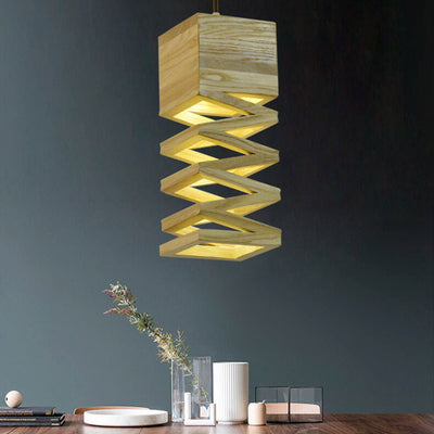 Minimalist Solid Wood 1-Light Pendant Light
