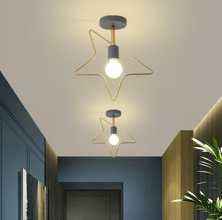 Nordic Creative Star Iron 1-Licht Semi-Flush Mount Deckenleuchte 