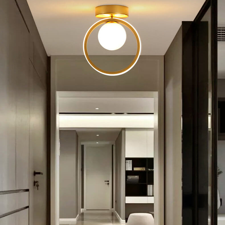 Nordic Circle Ball Shade LED Semi-Flush Mount Ceiling Light