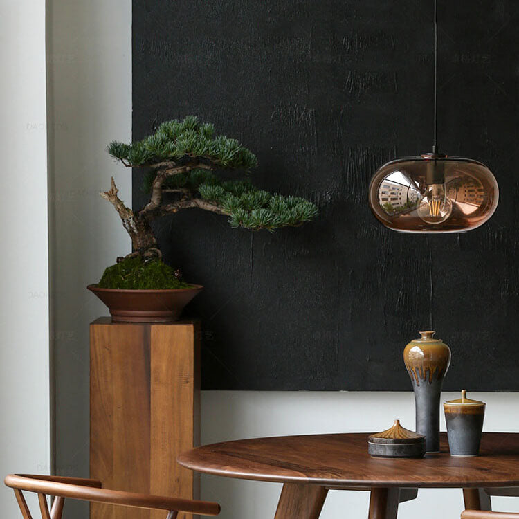 Nordic Color Glass Oval Dome 1-Light Pendant Light