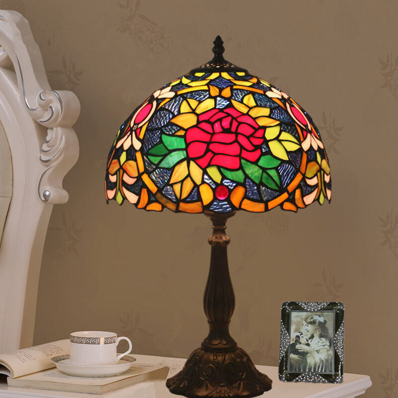 Lámpara de mesa Tiffany European Blooming Flower de 1 luz 