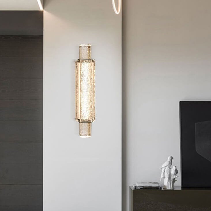 Moderne Luxus Blasenglas Zylindrische 1-Licht LED Wandleuchte Lampe 