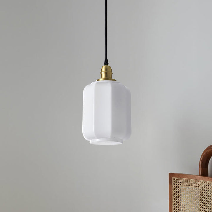 Lámpara colgante de 1 luz de vidrio blanco vintage nórdico 